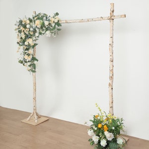 7.4ft Natural Birch Wood Wedding Arch, Square Backdrop Stand, Photography Stand, Rustic Wedding Arbor Decor, Wedding Backdrop, Ceremony Arch