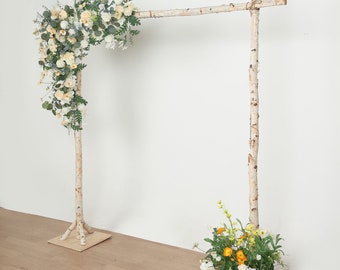 7.4ft Natural Birch Wood Wedding Arch, Square Backdrop Stand, Photography Stand, Rustic Wedding Arbor Decor, Wedding Backdrop, Ceremony Arch