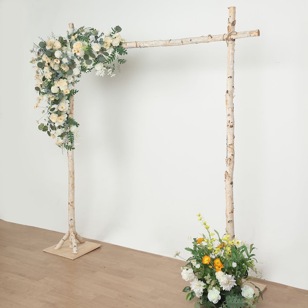 7.4ft Natural Birch Wood Wedding Arch, Square Backdrop Stand, Photography Stand, Rustic Wedding Arbor Decor, Wedding Backdrop, Ceremony Arch