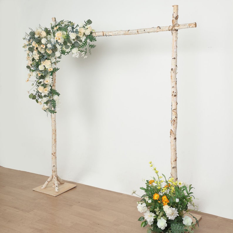 7.5ft Natural Birch Wood Wedding Arch, Square Backdrop Stand, Photography Stand, Rustic Wedding Arbor Decor, Wedding Backdrop, Ceremony Arch