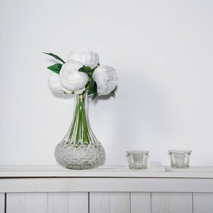 10 White Silk Peony Bouquet Artificial Flowers, Wedding Flowers, Vase ...