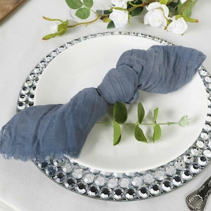 24&quot;x19&quot; Cheesecloth Napkins, Cotton Gauze Dinner Napkins, Gauze Napkins, Dinner Napkins For Table Decor, Wedding Decor - 5 Pack | Dusty Blue