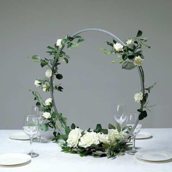 15 Pcs Metal Floral Centerpiece Table Decorations Hoop Centerpiece With Stand Gold Centerpieces For Table 15 Wooden Holders 30 Artificial Flowers 30...