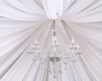 5ftx30ft | White Polyester Ceiling Drapes, Backdrop Curtain Panels for Wedding Arch, Fire Retardant Draping Fabric Decor with 4" Rod Pockets