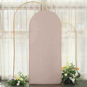 6ft | Matte Light Brown Spandex Fitted Wedding Arch Covers For Round Top Chiara Backdrop Stands, Photography Backdrop, Wedding Decor Covers