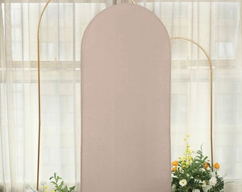 6ft | Matte Light Brown Spandex Fitted Wedding Arch Covers For Round Top Chiara Backdrop Stands, Photography Backdrop, Wedding Decor Covers