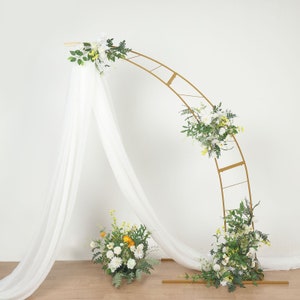 8ft Gold Metal Crescent Moon Wedding Arch Photography Backdrop Stand, Curved Design Flower Balloon Frame, Collapsible Arbor Stand With Base