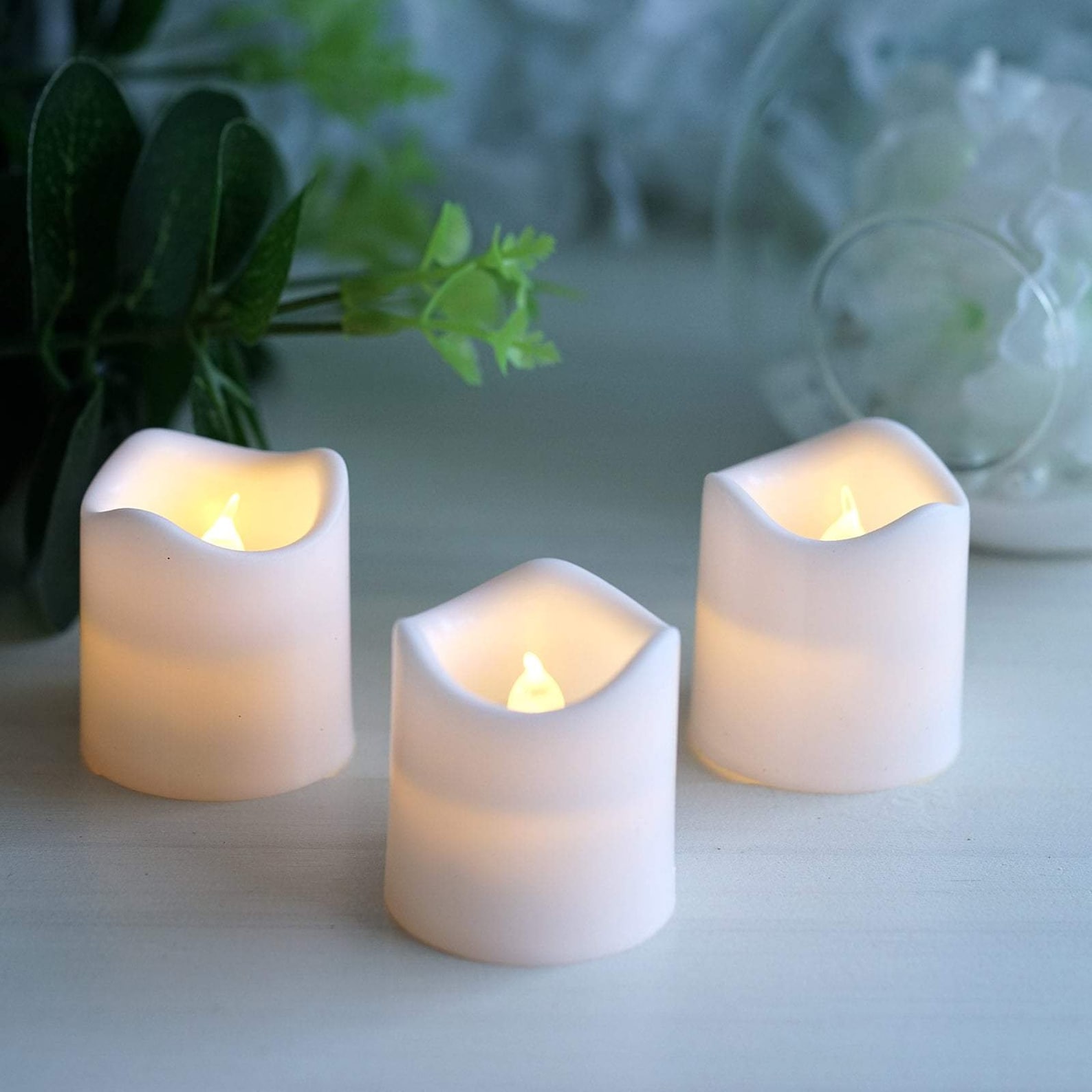 12 Pack 2 White Flameless Candles LED Votive Candles Etsy