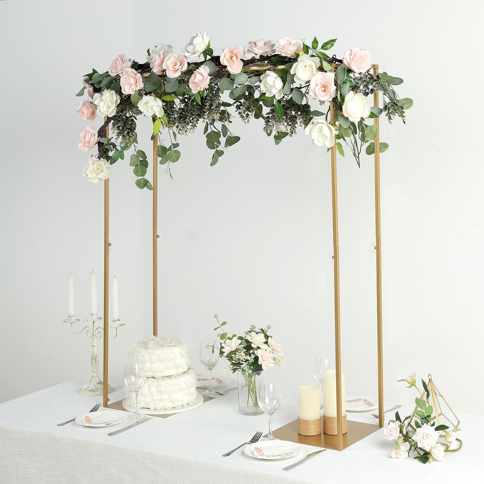 48 Adjustable Over the Table Stand, Square Metal Arch, Wedding Decor,  Floral Arch, Balloon Arch Gold 