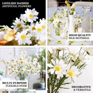 20inch White Artificial Daisy Flower Bushes, Flower Crown, Halo, Wildflowers, Hair Accessory, Silk Wedding Flowers, - 6 Bushes