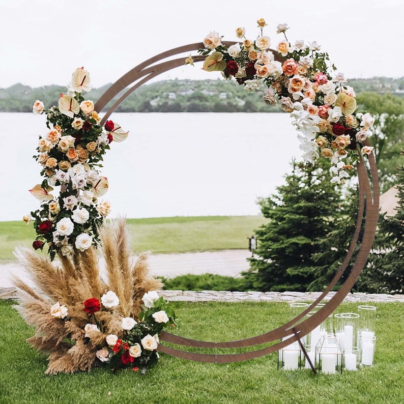 8ft Natural Brown Wood Wedding Arch, Ceremony Arch, DIY Round Boho Backdrop Stand, Wooden Arch, Rustic Photo Backdrop Stand, Farmhouse Decor