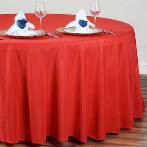 120&quot; Red Polyester Round Tablecloth