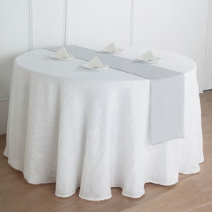 12"x108" Silver Premium Faux Linen Table Runner, Wrinkle Resistant ...
