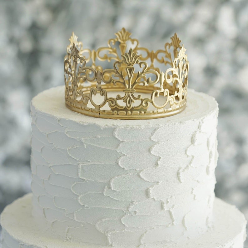 Gold Cake Toppers, Crown Cake Toppers, Princess Crown Cake Top, Metal Cake Toppers for Anniversary, Wedding, Quinceañera, Birthday, Cake