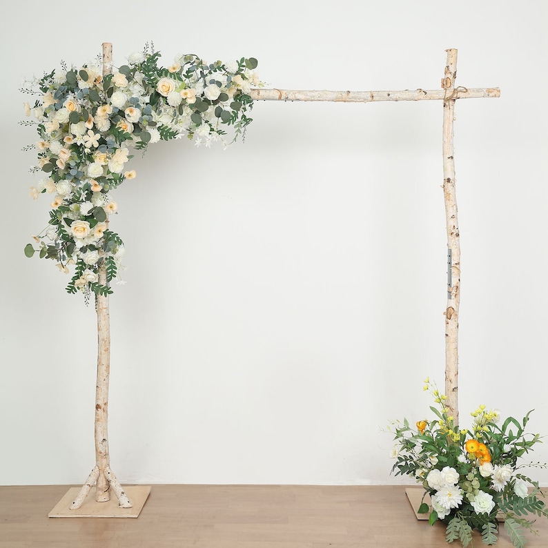 7.5ft Natural Birch Wood Wedding Arch, Square Backdrop Stand, Photography Stand, Rustic Wedding Arbor Decor, Wedding Backdrop, Ceremony Arch