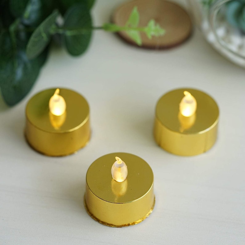 12 Pack Metallic Gold LED Candles Flameless Candles LED Etsy