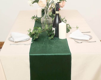 Velvet Table Runner, Hunter Emerald Green Wedding Table Runner - 12" x 108"
