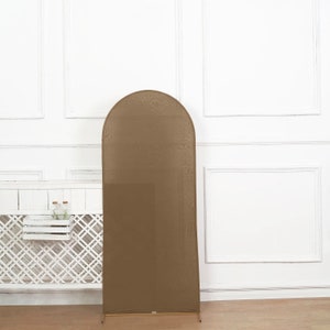5ft | Matte Taupe Spandex Fitted Wedding Arch Covers For Round Top Chiara Backdrop Stands, Photography Backdrop, Wedding Decor Stand Covers