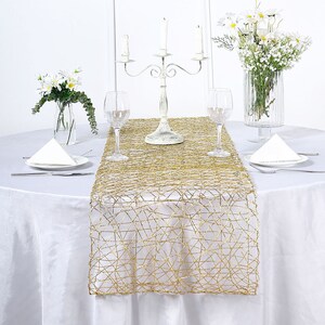 16 X 72 Wire Nest Table Runner, Metallic String Woven Runner, Table Runners for Wedding, Table ...