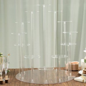 29inches Tall 12-Arm Tiered Clear Acrylic Dessert Display Stand, Multi-Layer Round Tray Cupcake Serving Rack Cake Pedestal, Wedding Cupcake Stand