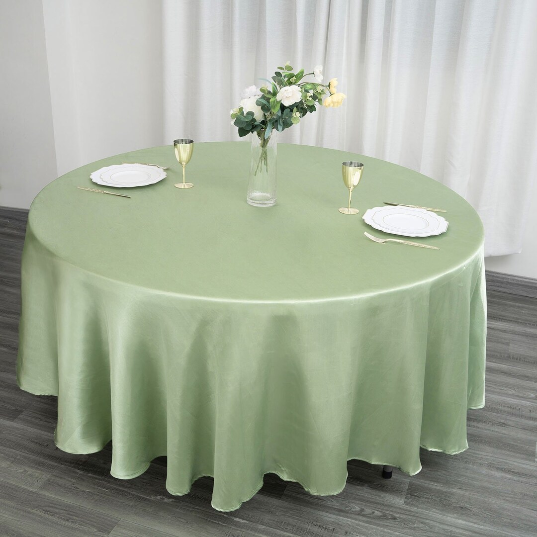 108" Round Satin Tablecloth, Sage Green Wedding Tablecloth - Etsy