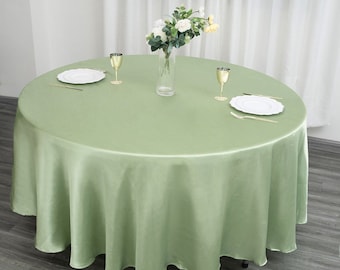 108" Round Satin Tablecloth, Sage Green Wedding Tablecloth