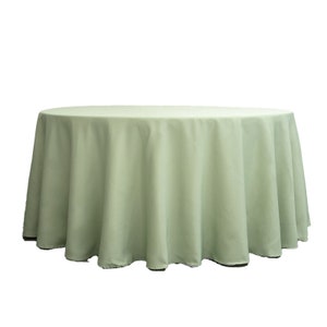 120" Round Polyester Tablecloth, Sage Green Wedding Tablecloth afbeelding 3