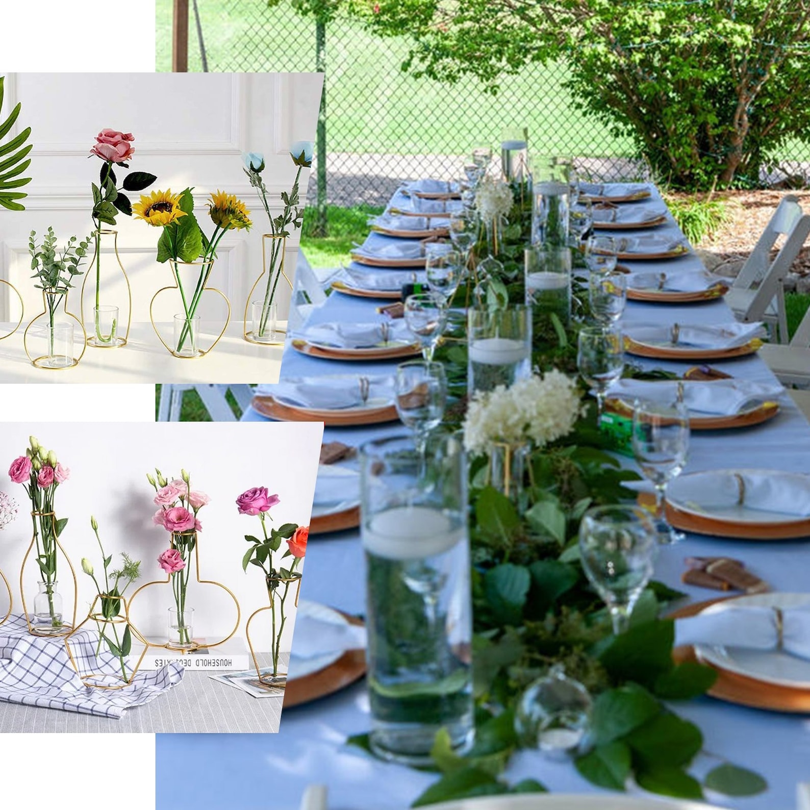 2 Pack Geometric Metal Flower Vase Rack Holders Geometric Etsy