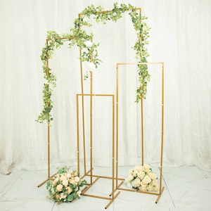 Set of 4 | Gold Metal Frame Wedding Arch, Rectangular Backdrop Stand, Wedding Arch Decor, Floral Display Frame - 3.5ft, 4.5ft, 5.5ft, 6.5ft