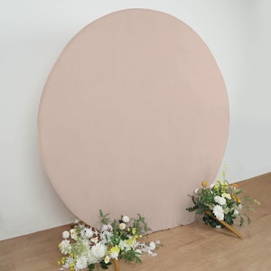 7.5ft Light Brown Round Spandex Fit Wedding Round Backdrop Stand Cover, Wedding Arch Covers, Photography Backdrop, Party Backdrops Decor