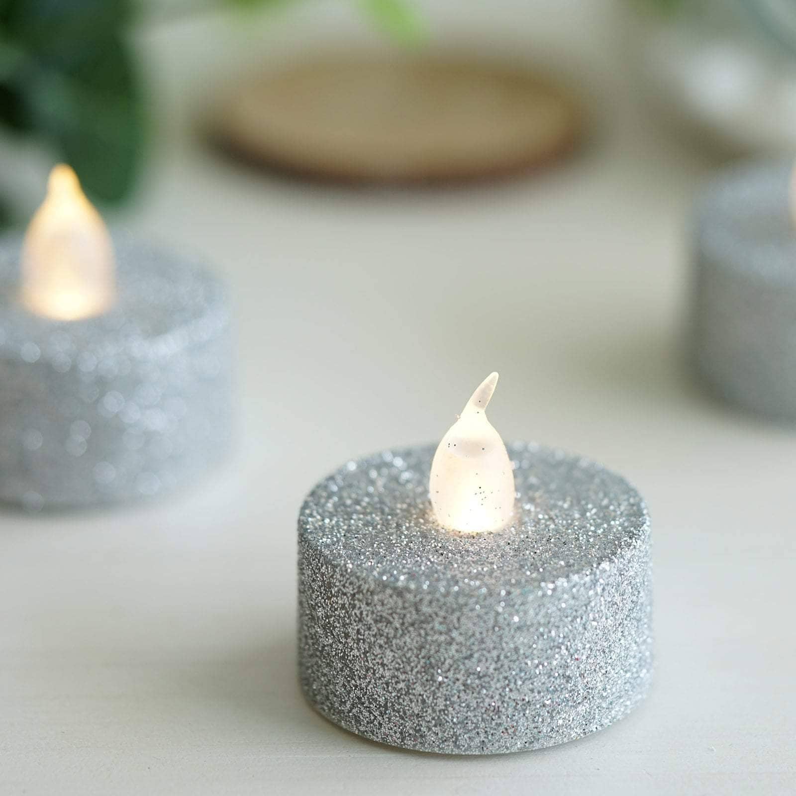 Silver Glitter LED Candles Flameless Candles LED Party Etsy UK