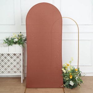 6ft | Matte Terracotta Spandex Fitted Wedding Arch Covers For Round Top Chiara Backdrop Stands, Photography Backdrop, Wedding Decor Covers