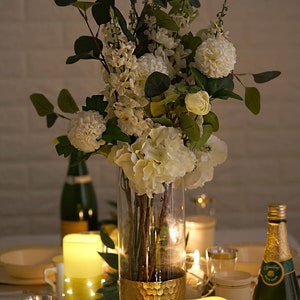 Set of 2 12 Clear Glass Vase With Gold Honeycomb Base, Flower Vase ...