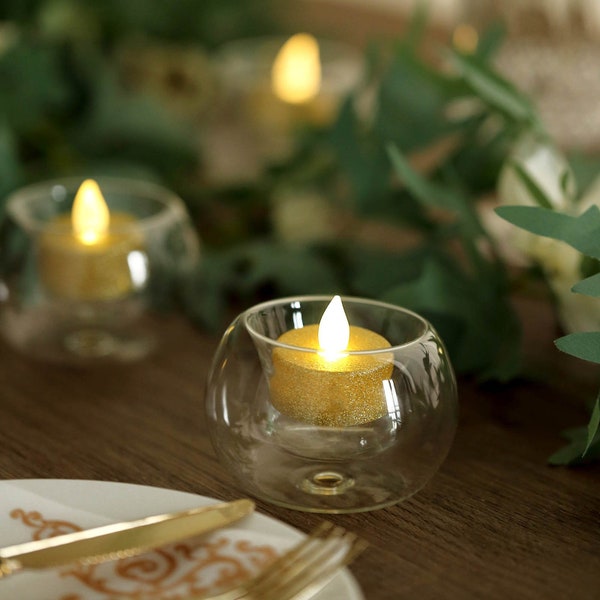 3'' Glass Crystal Globe Candle Holder Set, Votive Tealight Holder, Candle Holder for Table Wedding Party Decor - 6 Pack