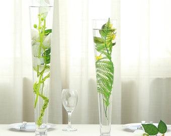 Set of 6 | 20" Clear Glass Vase, Flower Vase, Trumpet Vase, Pilsner Vase, Feather Vase for Wedding Centerpiece, Modern Decor, Housewarming