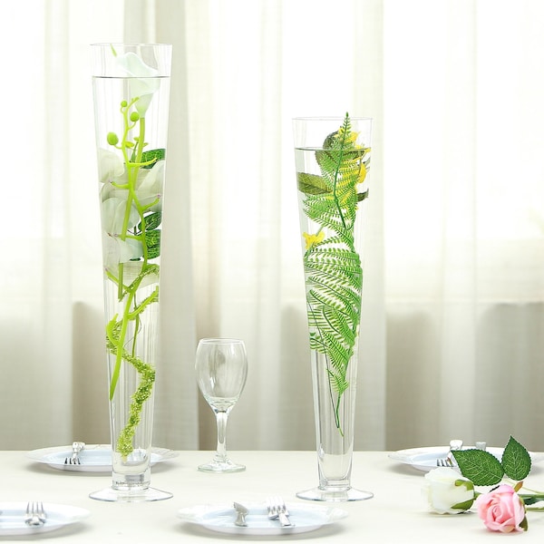 Set of 6 | 20" Clear Glass Vase, Flower Vase, Trumpet Vase, Pilsner Vase, Feather Vase for Wedding Centerpiece, Modern Decor, Housewarming