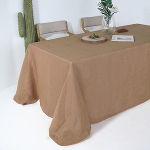 90x132&quot; Natural Premium Faux Linen Rectangular Tablecloth, Wrinkle Resistant Table cloth, Rustic Wedding, Home Decor, Faux Burlap Tablecloth