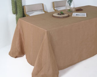 90x132" Natural Premium Faux Linen Rectangular Tablecloth, Wrinkle Resistant Table cloth, Rustic Wedding, Home Decor, Faux Burlap Tablecloth