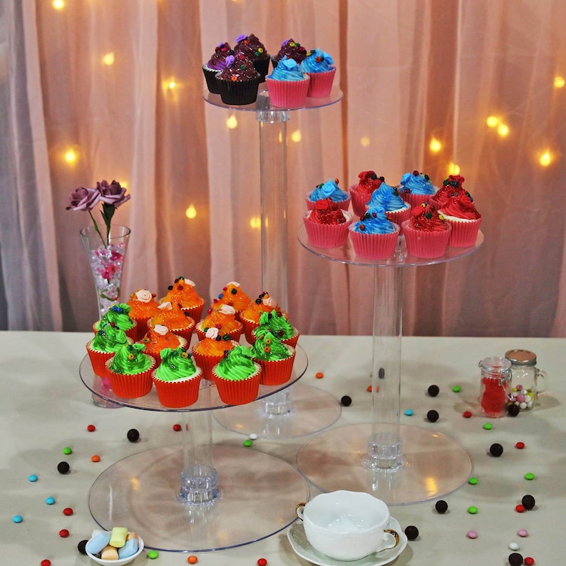 3 Tier Clear Cake Stand Acrylic Cake Stand Riser Display Etsy