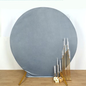 7.5ft Dusty Blue Soft Velvet Fitted Round Wedding Arch Cover, Backdrop ...