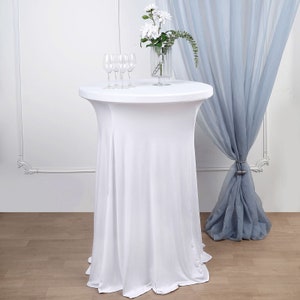 Round Spandex Tablecloth, Highboy Cocktail Table Cover With Natural Wavy Drapes, Table Cover for Banquet Party, Wedding Tablecloths - White