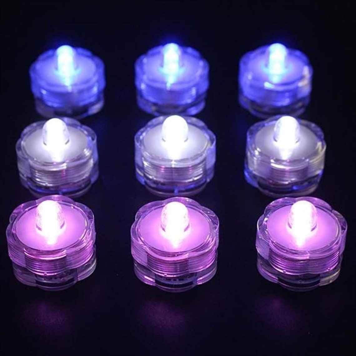 12 Pack Purple Submersible Led Lights Battery Operated Tea Etsy