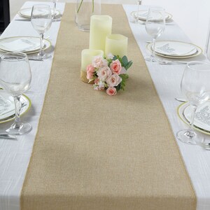 14"x108" - Natural Boho Chic Rustic Table Runner, Faux Linen Table Runner, Jute Burlap Runner ...