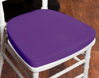 2" Thick Purple Seat Cushion, Chiavari Chair Pad, Memory Foam Padded Sponge Cushion With Ties and Removable Polyester Cover