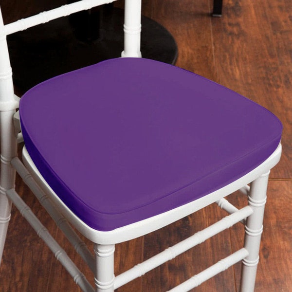 2" Thick Purple Seat Cushion, Chiavari Chair Pad, Memory Foam Padded Sponge Cushion With Ties and Removable Polyester Cover