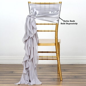 Set of 6 Strands - Silver Chiffon Sash For Chair Decor, Wedding Chair Sash, Chiavari Chair Sashes
