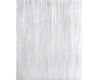 Tinsel Foil Fringe Curtains 2PCS Hanging Streamers Backdrop Metallic Photo Booth for Birthday Graduation Wedding Engagement Party Decorations 