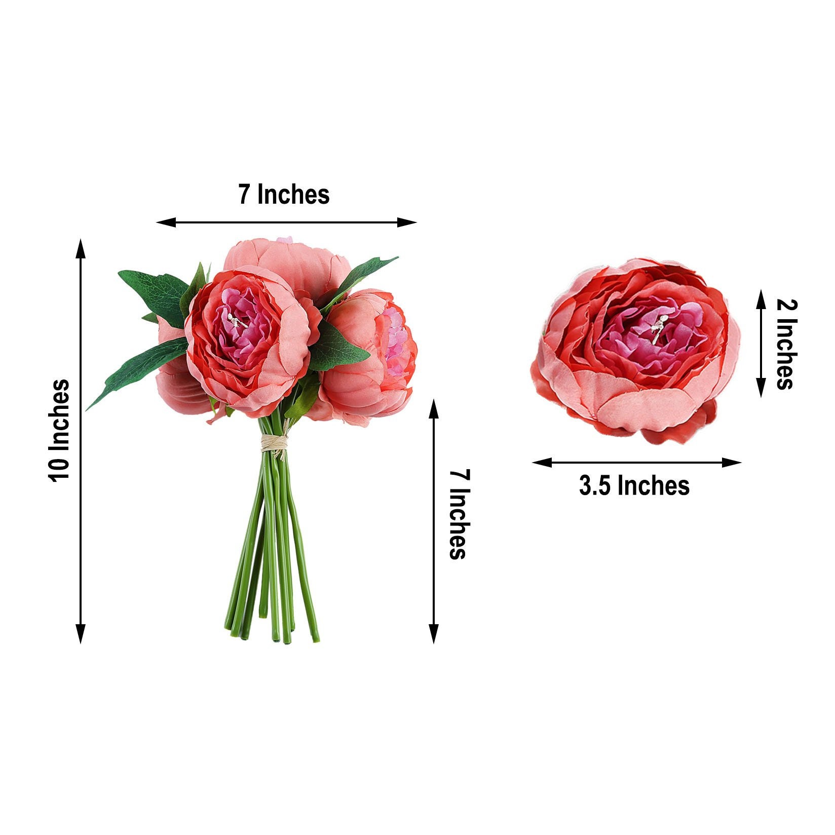 10 Dusty Rose Silk Peony Bouquet Artificial Flowers Etsy