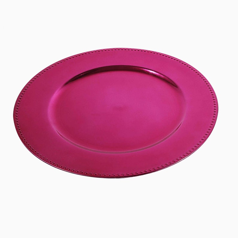 Set of 6 13 Hot Pink Beaded Acrylic Charger Plates Etsy