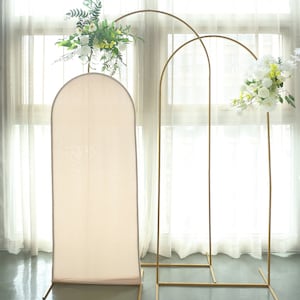 5ft | Matte Beige Spandex Fitted Wedding Arch Covers For Round Top Chiara Backdrop Stands, Photography Backdrop, Wedding Decor Stand Covers